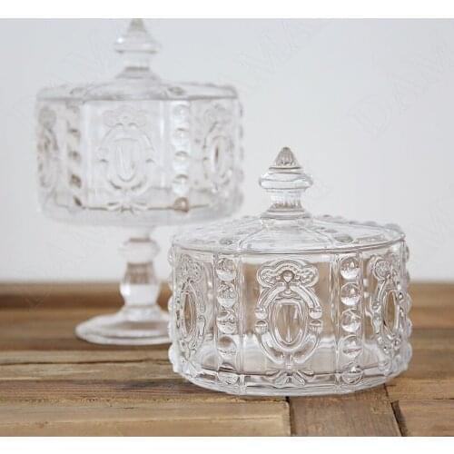 European Crystal Glass Storage Jar Relief Decorative Desktop Candy Jars Bedroom Jewelry Organizer Home Decoration Ornaments