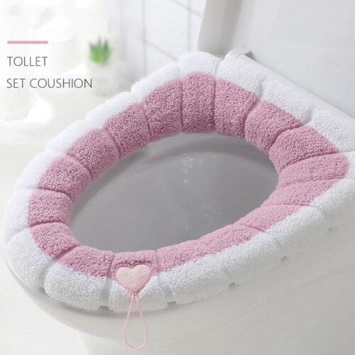 Universal Winter Toilet Seat Cover Color Matching Series Toilet Cushion WC Lid Closestool Mat Home Decoration Accessories