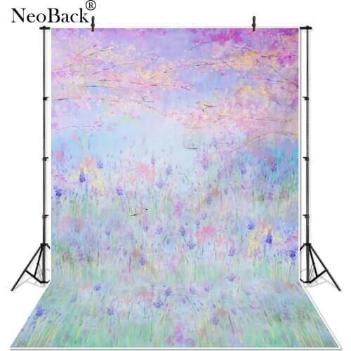 NeoBack 5x7ft Vintage Vinyl Cloth Floral Photo backgrounds for photo studio children shooting Printed Photo Backdrops P0740