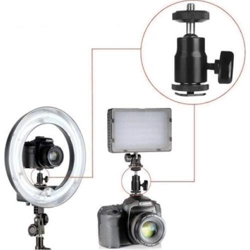 Rotating 360 Degree Camera Tripod Mini Ballhead Ball Head Hot Shoe Adapter to 1/4 Screw Mount DSLR Accessories