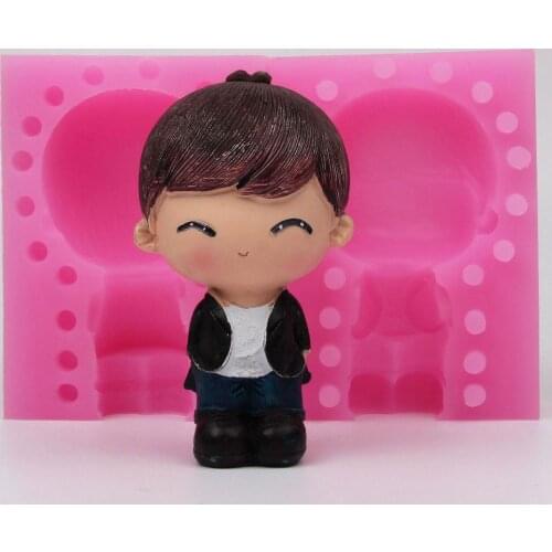 WD011 High quality Silicone mold 3D boy shape handmade Resin clay plaster decoration mould diy fondant cake tools