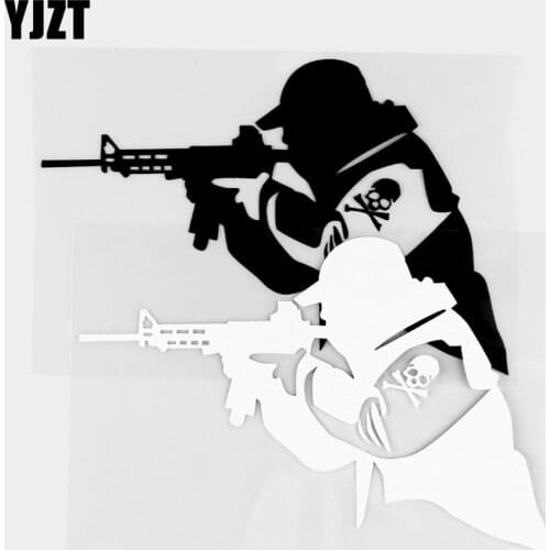 YJZT 11.3×15.2CM Fashion Car Stickers Special Soldier Gun Tactics Vinyl Decal Art Decoration Black / Silver 20C-0389