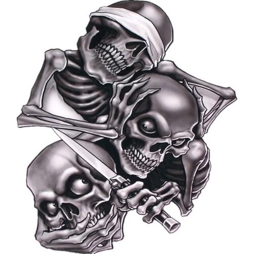 Funny See Nothing Hear Nothing Say Nothing Hear Speak See No Evil Skull Car Stickers Funny Car Sticker Waterproof PVC17.3cm*15cm