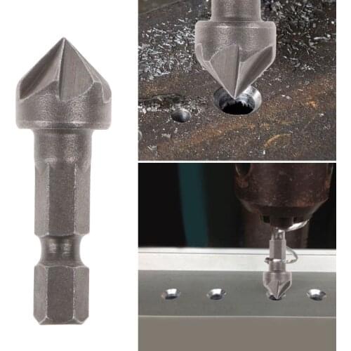 6 Flute Countersink Drill Bit 90 Degree Point Angle Chamfer Cutting Woodworking Tool 19QB