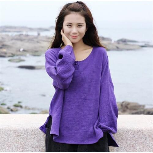 2020 Spring New Women Shirts Original long Sleeve Cotton Linen O-Neck Loose Casual High Quality Summer Top,plus size shirt 5xl