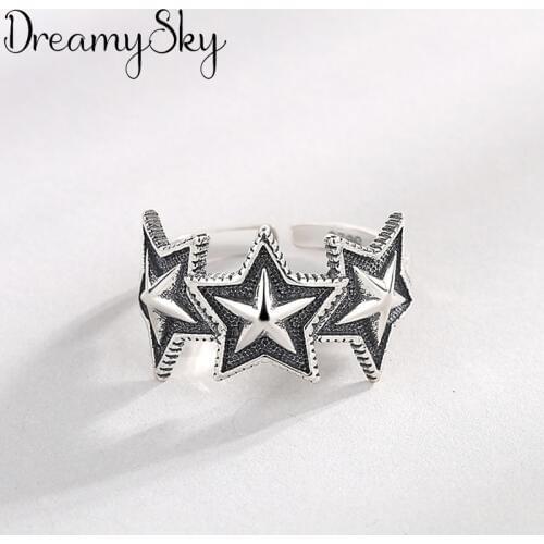 High Quality Vintage Silver Color Star Rings For Women Ladies Luxury Large Finger Rings Girls Gifts Anillos Anelli