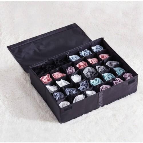 1PCS Grid Washable Foldable Storage Organizer Storage Box For Underwear Drawer Organizer Closet Storage Socks Lingerie Box