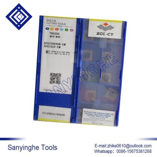 Free shipping high quality 10pcs/lots SPGT090408-EM YBG205 cnc carbide turning inserts cnc blade lathe turning tool