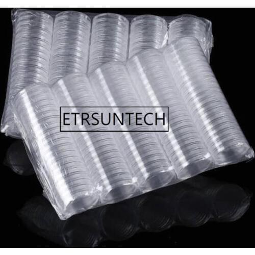 1000pcs Transparent Coin Capsules Crafts Containers Storage Collection Boxes Holders Diameter 25mm 27mm 32mm 40mm Round