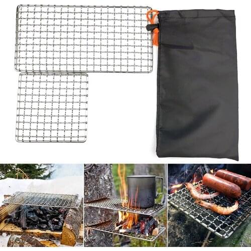 2Pcs Outdoor Camping Pot Rack Stainless Steel Barbecue Mesh Grill Mesh Mesh Barbecue Grill Tool Non-Stick Outdoor BBQ accessorie