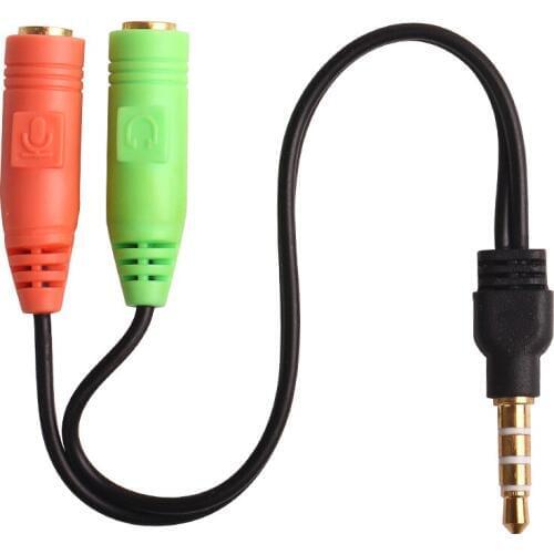 2 in 1 to 2 Audio Cable Adapter conversion head into two mobile phone headset computer mp3 player with mic microphone 500pcs