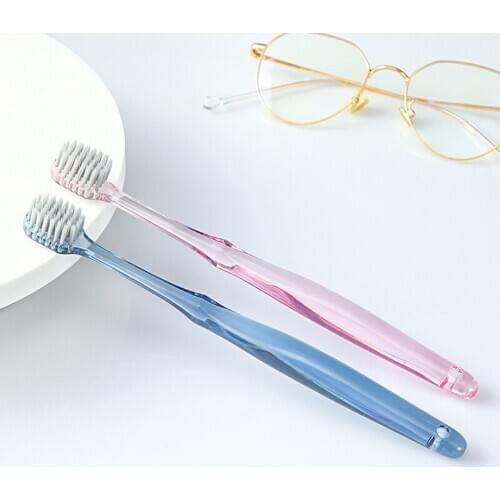 Silver Ion Antibacterial Toothbrush 2 PCs Adult Household Crystal Handle Toothbrush Couples Wide Head Soft Bristle Toothbrush Ma