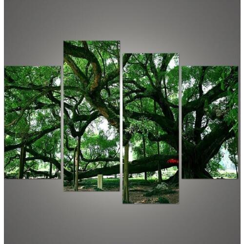 No Frame 4 Panels/Set Modern Tree Landscape Modular Paintings Home Decorative Wall Art Picture Print On Canvas Prints Wholesale