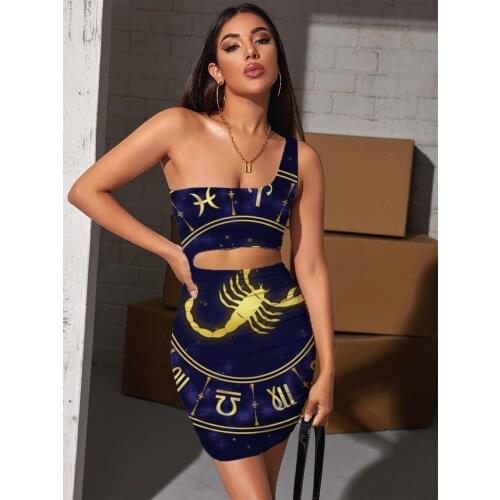 Giyu Brand Scorpio Dresses Women Galaxy Vestido Sexy Animal Pleating Character 3d Print Womens Clothing Mini Evening New Boho