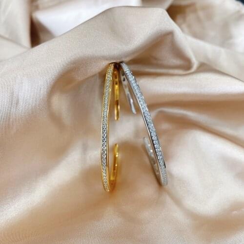 Handmade Moissanite Diamond Bangle Cuff For Women 100% Real 925 Sterling silver Wedding Bracelet Bangle Trendy Party Jewelry