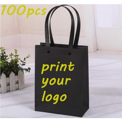 100pcs Custom logo paper bags High quality paper bags print logo bags gift bags Cosmetic bag customization