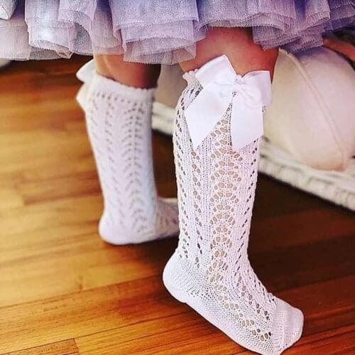Kids knee socks Girls Knee High Socks With Bows Toddlers Tube Long Socks Kids Hollow Out Princess Sock Infant Socken Baby Socks