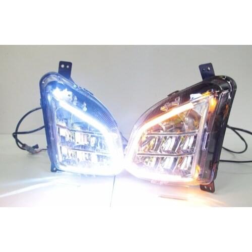 Osmrk led drl daytime running light for Chevrolet equinox 2014-2017 with moving yellow turn signals and blue night light