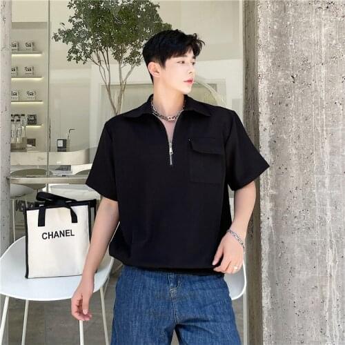 Temperament Light Business Pocket Decorative Shirt Lapel Short-sleeved Polo Shirt Sportsman Zipper Shirt Collar T-shirt Polo