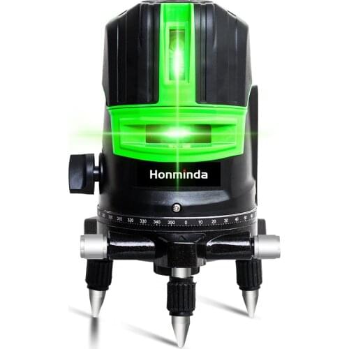 HonMinda Green Laser-Level-Horizontal 5 Line 6-Points Self Leveling 360 Vertical&Horizontal Tilt Degrees Rotary Outdoor Mode