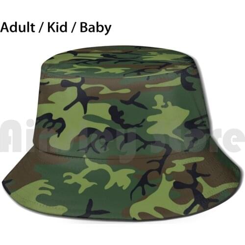 Camouflage Sun Hat Foldable UV Protection Camouflage Green Brown Black Army Military Pattern Combat Camo Leaves