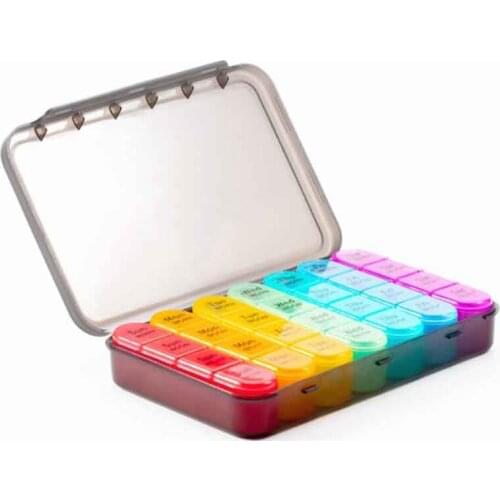 28 Slots Storage Box Portable Weekly Medication Pillbox 7 Days 4 Times a Day Pill Container Independent Pill Case Holder