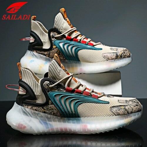 Sailadi Running Shoes Men Breathable Fly Woven Popcorn Combination Sole Sports Shoes Outdoor Training Walking Sneakers S3003