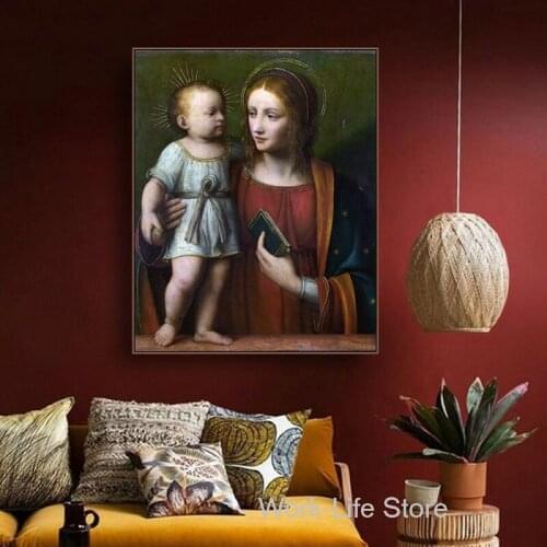 Madonna and Child by Leonardo da Vinci Canvas Painting Wall Art Home Decor Posters and Prints Picture for Living Room Decoration
