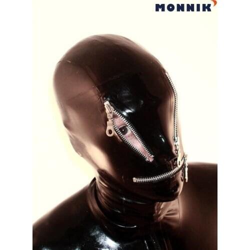 MONNIK latexMONNIK latex New Black Latex mask 100% Latex Hood Rubber 0.4mm Mask Suit Halloween Costume