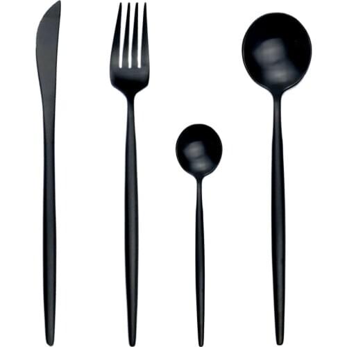 4pcs/Lot Luxury Flatware Cutlery Set Matte Stainless Steel Dinnerware Plating Golden Blue Black Knife Fork Tableware Dinner Set
