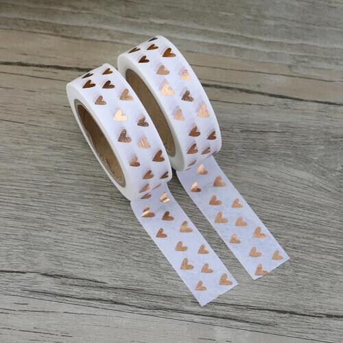 New 1pcs Foil Washi Tape Heart Japanese 1.5*10meter Kawaii Scrapbooking Tools Masking Tape Christmas Photo Album Diy Decorative