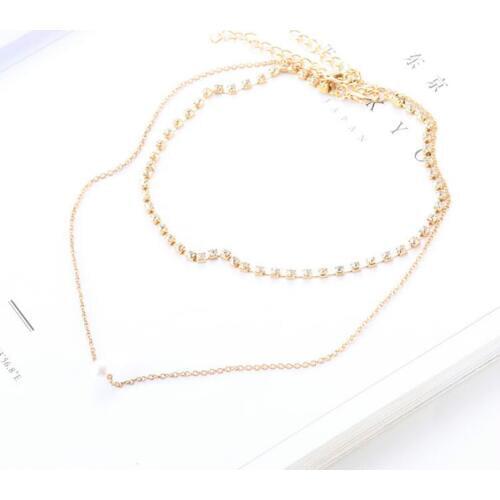 New Fashion Jewelry Elegant Statement Necklace Simple Pearl Crystal Necklace Bohemian Multilayer Female Necklace