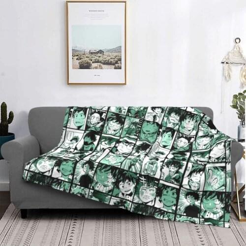 My Hero Academia Midoriya Izuku Collage Blanket Fleece Winter Portable Throw Blankets for Bedding Office Bedspread