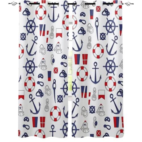 Nautical Theme Pattern Window Curtains for Living Room Bedroom Kitchen Modern Curtains Home Decoration Drapes Blinds
