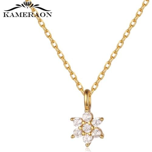 100% S925 Sterling Silver Elegant Simple Necklace Zircon Charm Fashion Diy Jewelry for Women Girls Party Gifts Gold Silver Color