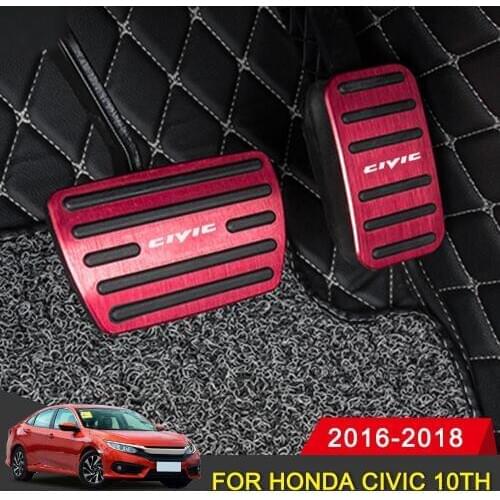 For Honda Civic 10th 2016 2017 2018 Aluminum Car Accelerator Gas Brake pedal Non Slip Pedal Plate Pads Cover Accessories Styling