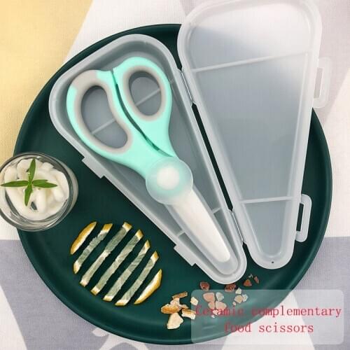 Baby Food Mills Ceramic Scissors Portable Infant Feeding Aid Scissors with Shear Case Food Scissors Baby Supplies Baby Tableware