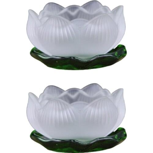2 Pcs Colorful Glazed Lotus Leaf Candlestick Pillar Candle Holder Tabletop Decor Home Furnishing Desktop Lighting Ornament