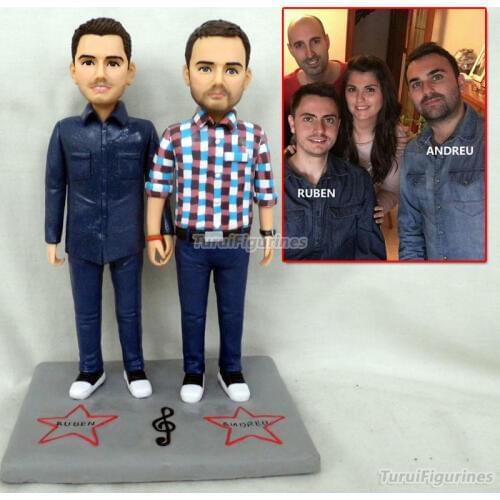 Polymer Clay figure wedding funny cake topper two couple decoration christmas valentine gift cross name cake topper football