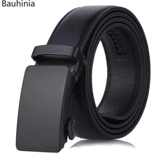 Bauhinia New Business Belt Top Quality Genuine Luxury Leather Waist Strap Black Male Automatic Buckle Belts for Men