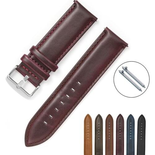 18mm 20mm 22mm Retro Crazy Horse Leather Watch Strap Men Women Universal Quick Release Brown Wrist Band Bracelet Accessories