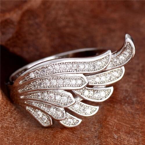 Crystal Zircon Wings Ring Luxury Retro for Fashion Womens Bridal Wedding Jewelry Engagement Ring