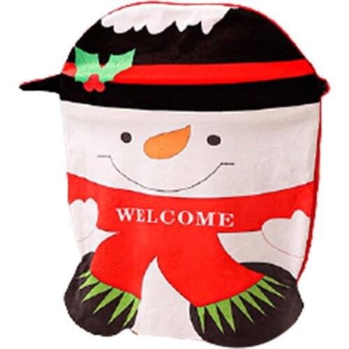 Christmas Chair Cover Seat Backing Cartoon Snowma/Santa/Elk Xmas Fleece Plush Layout Decoration Reusable Seasonal Supply TB Sale