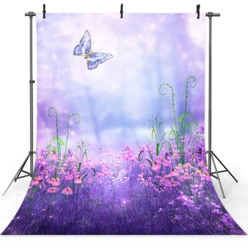 Bokeh Lavender Photography Backdrop for Photo Studio Butterfly Glitter Wedding Photographic Background Purple Flowers Photocall