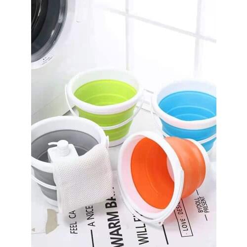 10L/5L Collapsible Bucket Portable Folding Bucket Lid Silicone Car Washing Bucket Children Outdoor Fishing Travel Home Storage