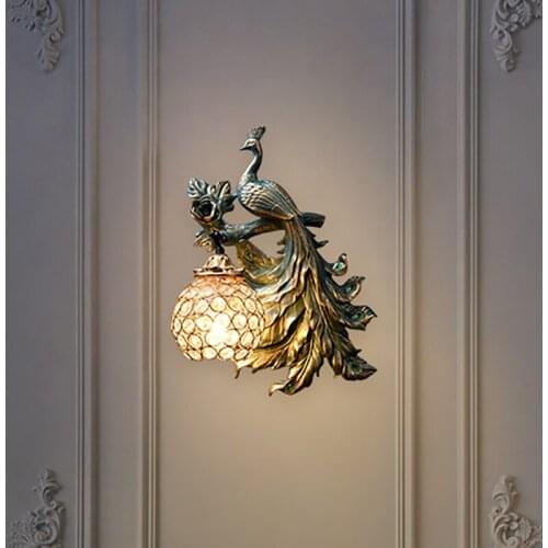 Modern Peacock Wall Lamp for Bedroom Loft Home Decor Lighting Corridor Aisle Living Room Background Wall Sconce Home Decoration