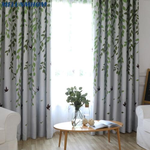 Modern Fresh Green Garden Curtains for Living Room Blackout Curtains for Bedroom Window Printed Leaves Decorative Curtain