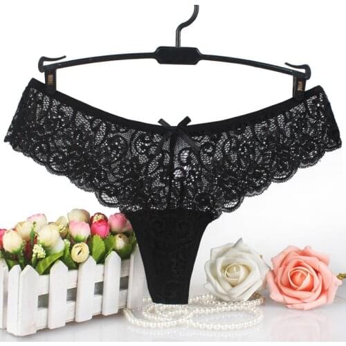 Thongs Transparent Underwear Women Lace See-through Solid Soft Briefs Sexy Lingerie Women Lace V-string Briefs Panties