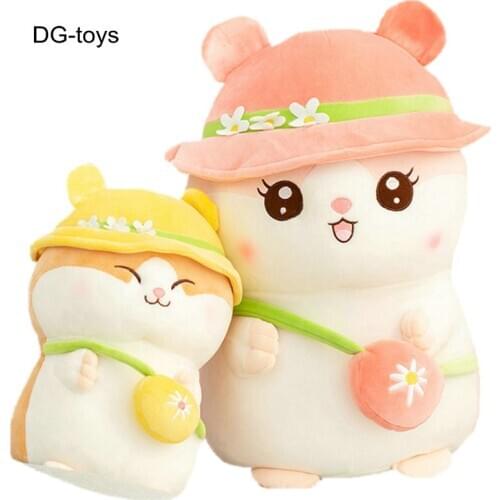 Super Anime Figure Hamtaro Doll Toy Stuffed Japan Pink School Dressing Hamster Plushie Toys for Gilr Daisy Hat Hamster toys