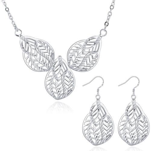 Wedding Bridal Fine Jewelry Sets For Women Party Accessories 925 Sterling Silver Statement Necklace Earrings Set